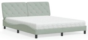 vidaXL Pat cu saltea, gri deschis, 160x200 cm, catifea