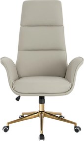 HR850K Scaun Ecru Piele Ecologica Premium Soft cu Bază Aurie