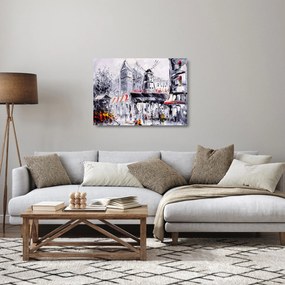 Tablou pe sticlă - Strada din Paris, pictură în ulei (70x50 cm)