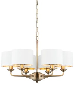 Lustră pe lanț Endon 98936 HIGHCLERE 6xE14/28W/230V alb/alamă