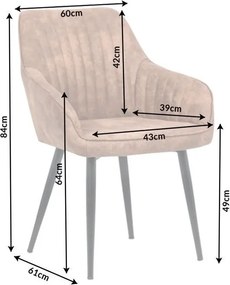 Set de 2 scaune elegante, cu brate si tapiterie din microfibra, Turin maro deschis vintage A-38789 VC