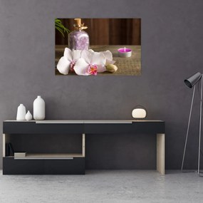 Tablou - Lumânare și orhidee (90x60 cm)