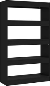 vidaXL Bibliotecă/Separator cameră, negru, 80x30x135 cm, PAL