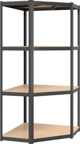 vidaXL Raft de colț cu 4 niveluri, antracit, oțel & lemn compozit