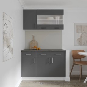 Set Bucatarie Karo V3, Antracit/Alb, Blat Thermo 28 mm, L 120 cm