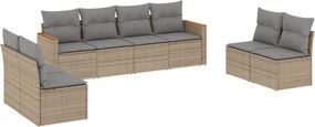 vidaXL Set canapele de grădină, 8 piese, cu perne, bej, poliratan