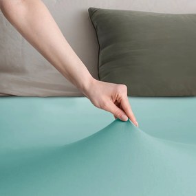 Cearceaf turcoaz din jerseu cu elastic 160x200 cm Amber – Restilo