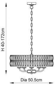 Endon 106244 - Candelabru suspendat CLIFTON pe lanț, 5xE14/6W/230V, alamă/sticlă clară