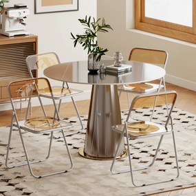 HOMCOM Set de 4 Scaune Pliabile din Acril, Scaune Pliabile Economisitoare de Spațiu din Oțel, Scaun Pliabil pentru Interior pentru Casă, Birou, Petreceri și Evenimente, 47x48x75 cm, Portocaliu | Aosom Romania
