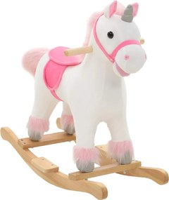 vidaXL Balansoar unicorn de pluș, 65 x 32 x 58 cm, alb și roz