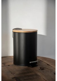 Coș de gunoi cu capac din bambus Wenko Tortona, 3 l, negru