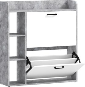HOMCOM Dulap pentru pantofi slim cu 2 sertare rabatabile, Capacitate 15 perechi de pantofi, 83x24x90.5 cm, Gri | Aosom Romania