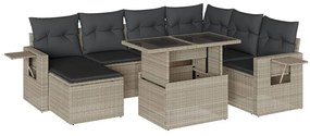 3268072 vidaXL Set mobilier de grădină cu perne, 8 piese gri deschis poliratan