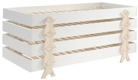 Set 4 paturi stivuibile pentru copii MODULO, alb, 90 x 200 cm, cu picioare în formă de zâmbet – Vipack