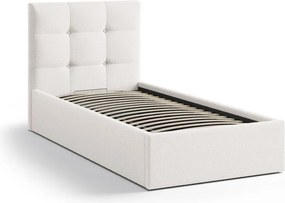 Pat crem tapițat cu spațiu de depozitare cu somieră 90x200 cm Phaedra – Micadoni