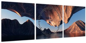 Tablou - Faleze 3D (cu ceas) (90x30 cm)