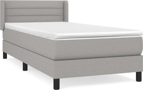 vidaXL Pat box spring cu saltea, gri deschis, 90x190 cm, textil