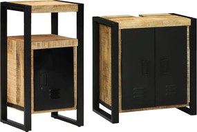 vidaXL Set de mobilier pentru baie cu sertar 2 pcs Lemn de mango solid