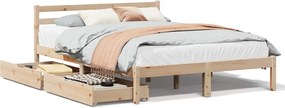 vidaXL Cadru de pat fără saltea, 135x190 cm, lemn masiv de pin