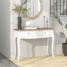 HOMCOM Masă Consolă Modernă cu 2 Sertare, Consolă de Intrare din MDF și PAL, 100x35x76,5 cm, Alb | Aosom Romania