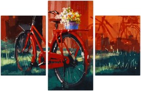 Tablou - Bicicleta roșie, pictură acrilică (90x60 cm)