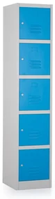 Dulap metalic - 5 cutii, 38 x 45 x 185 cm, incuietoare cu cilindru, albastru - ral 5012