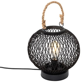 Lampă de masă rustică pentru exterior din ratan negru - Calamus