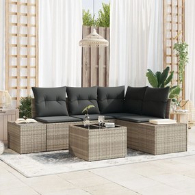 vidaXL Set de canapele pentru grădină 5 pcs Gri deschis Rattan poli