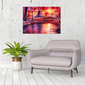 Tablou pe sticlă cu pădurea fermecată (70x50 cm)