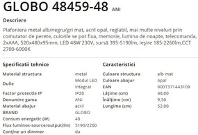 Plafoniera LED cu telecomanda design modern Ani alb 48W