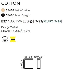 Aplica de perete ambientala design modern COTTON round neagra