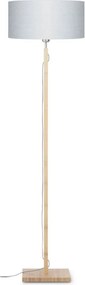 Lampadar modern cu baza din lemn si abajur textil FUJI, gri deschis FUJI/F/4723/LG