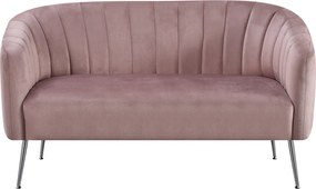 Canapea de design cu 2 locuri, ţesătură Velvet roz/crom-argintiu, BAGY