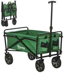 Outsunny Carucior cu rotile pliabil carucior de transport cu rotile incarcare 40 kg maner ajustabil 83 x 50 x 99 cm verde inchis | Aosom Romania