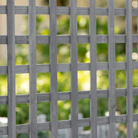 Outsunny jardinieră înălțată cu spalier, jardinieră pentru flori, arc pentru trandafiri cu suport pentru plante cățărătoare, lemn, gri, 64 x 28 x 120 cm | Aosom Romania