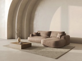 Coltar extensibil dreapta 5 locuri, modular, cu lada depozitare, Ella, Micadoni Home, 271x174x94 cm, catifea, bej inchis