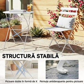 Outsunny Set Bistro Pliabil pentru Exterior cu Masă și 2 Scaune, Alb | Aosom Romania