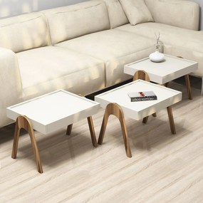 Set măsuțe de cafea Raily (Nuc + Crem). 1071850