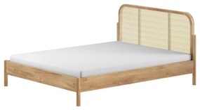 Pat matrimonial în culoare naturală din lemn de stejar fără somieră 160x200 cm Olive Rotan – Vipack
