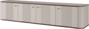 Dulap TV suspendat Vesper 4D 187 cm - cașmir / nuc / mânere aurii