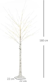 HOMCOM Lumina artificiala pentru copac de mesteacan alb, cu lumina LED pentru interior si exterior | Aosom Romania