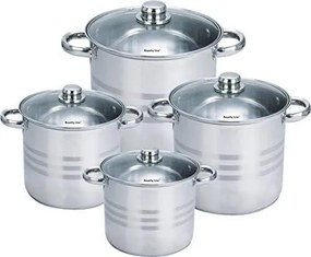 Set 4 oale inox cu capac 7litri , 9 litri ,11 litri, 13.5 litri Royalty Line RL-SP8