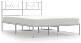 355315 vidaXL Cadru de pat metalic cu tăblie, alb, 135x190 cm