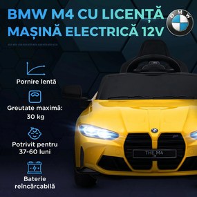 AIYAPLAY Mașinuță Electrică pentru Copii BMW M4, Galbenă | Aosom Romania