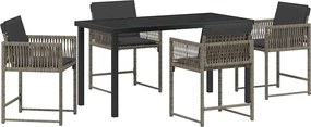 vidaXL Set de masă pentru grădină 5 pcs Gri poliratan