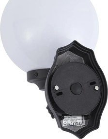 Lampă clasică de perete pentru exterior neagră cu sticlă opal IP44 - Champs