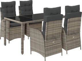 vidaXL Set mobilier de grădină cu perne, 5 piese, gri, poliratan