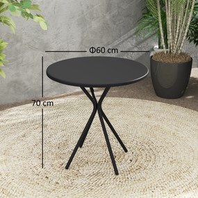 Outsunny Masa de grădină rotundă Ø 60 cm, masă de terasă cu cadru din oțel, capacitate de 50 kg, pentru interior și exterior, negru | Aosom Romania