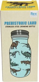 Sticlă pentru copii albastru-deschis din oțel inoxidabil 250 ml Prehistoric Land – Rex London