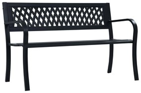 47943 vidaXL Bancă de grădină, negru, 125 cm, oțel